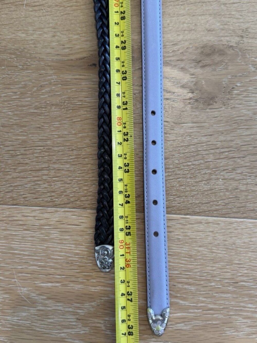 Set of 2 Women’s BRIGHTON Leather Belts M/L Purple & Black - Picture 6 of 7
